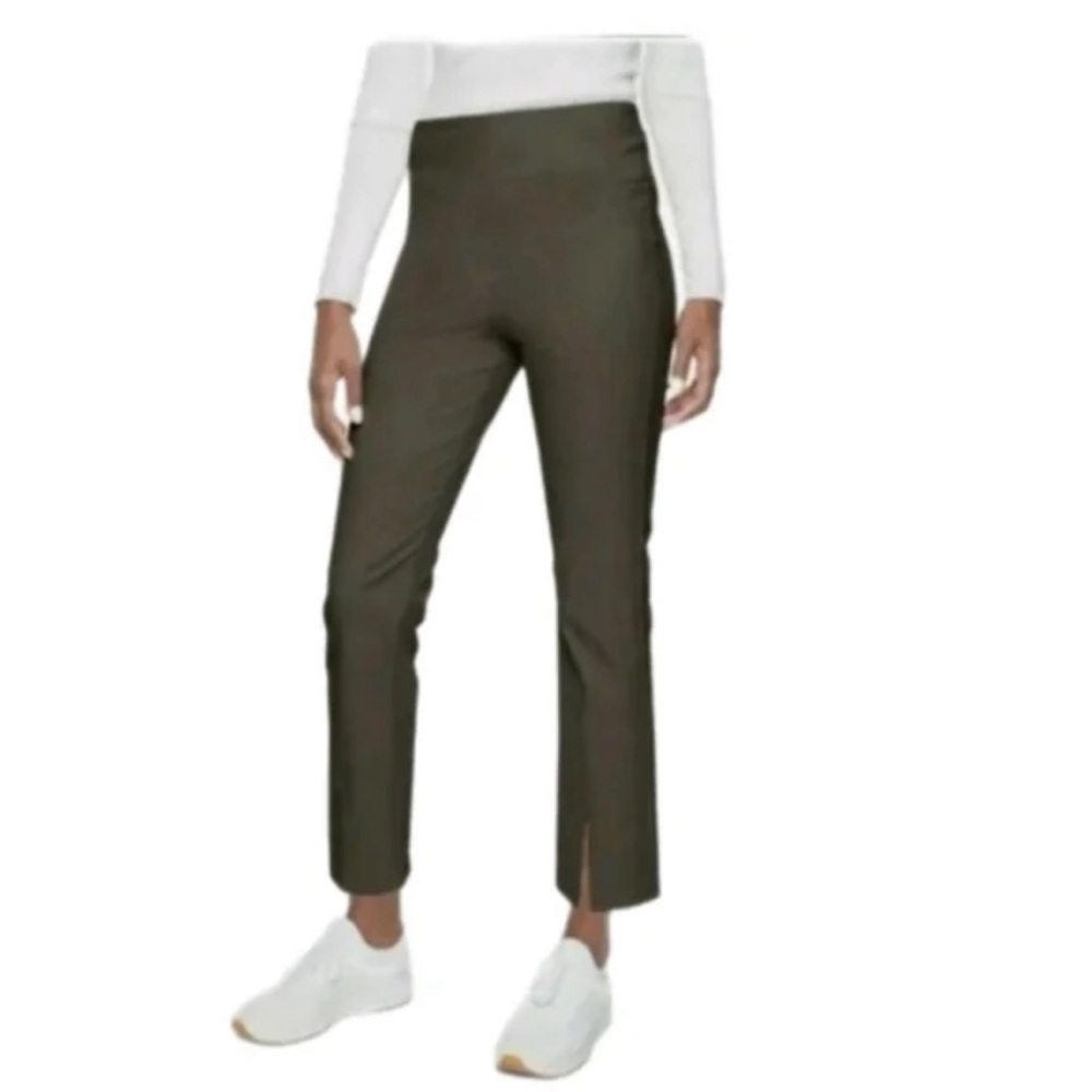 Athleta Wander Slim Straight Crop Charcoal Gray High Rise Split Ankle
